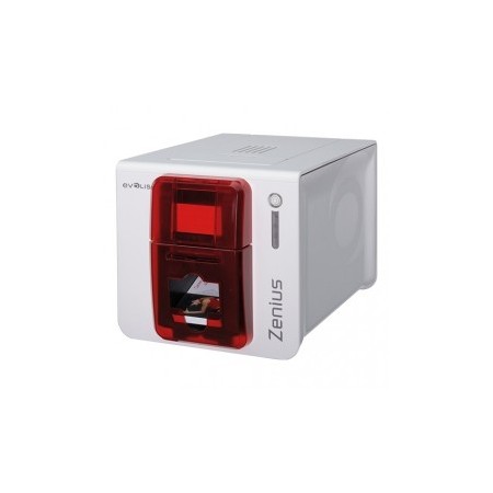 Evolis Zenius Expert, einseitig, 12 Punkte/mm (300dpi), USB, Ethernet, Contactless, rot